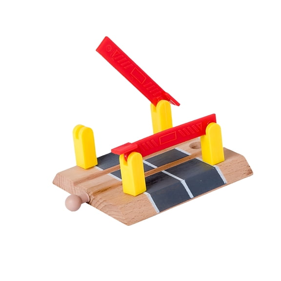 BESTSKY Wooden Toy Train Accessory Building Road and Railway Parts for 3  Year Olds Kids Level Crossing