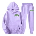 thumbnail image 5 of LIIPEE Men Hoodies Outfits Letter Printed Long Sleeve Pullover Hooded Pocket Sweatshirt Elastic Waist Sweatpants Set Male Breathable Sport Outfit,Light Purple,M, 5 of 6