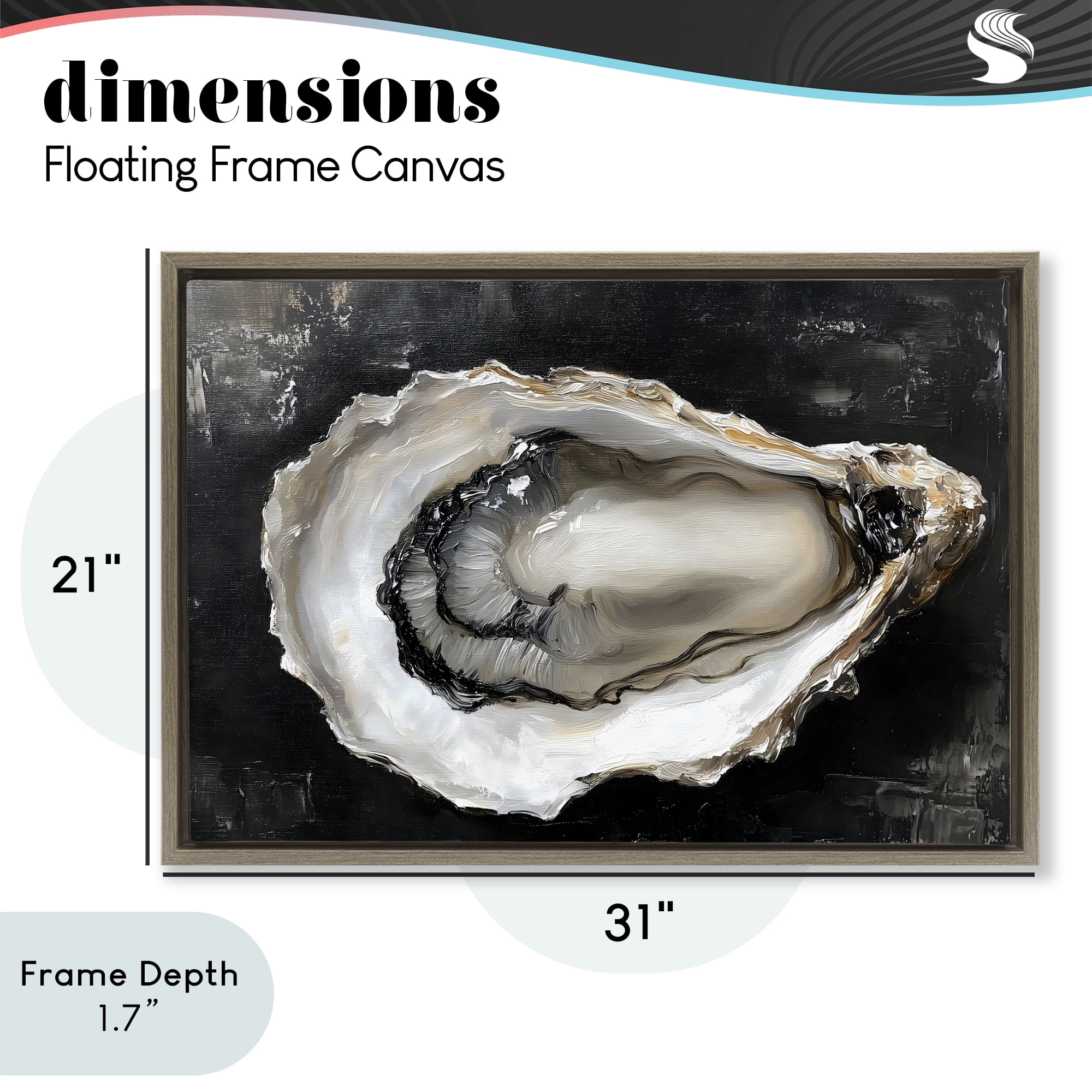 Stupell Industries Black Oyster Pearlescent Shell Brown Framed Floater Canvas Wall Art, design by LSR Design Studio