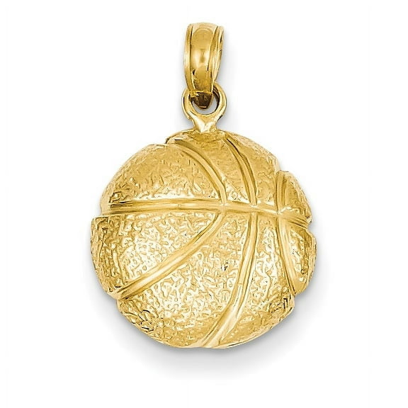 14k Yellow Gold Basketball Charm Pendant