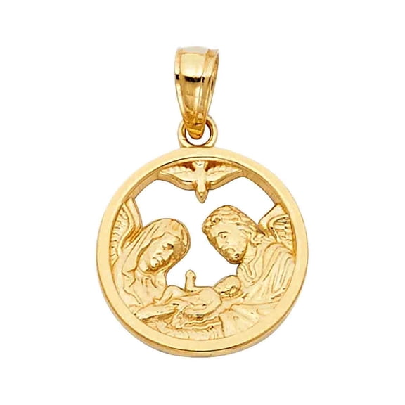 14KY Gold Baptism Religious Pendant | Yellow Gold Charm Pendant for Necklace Chain | Jewelry Gift for Men Women | 15 x 15 MM | 1.3 grams