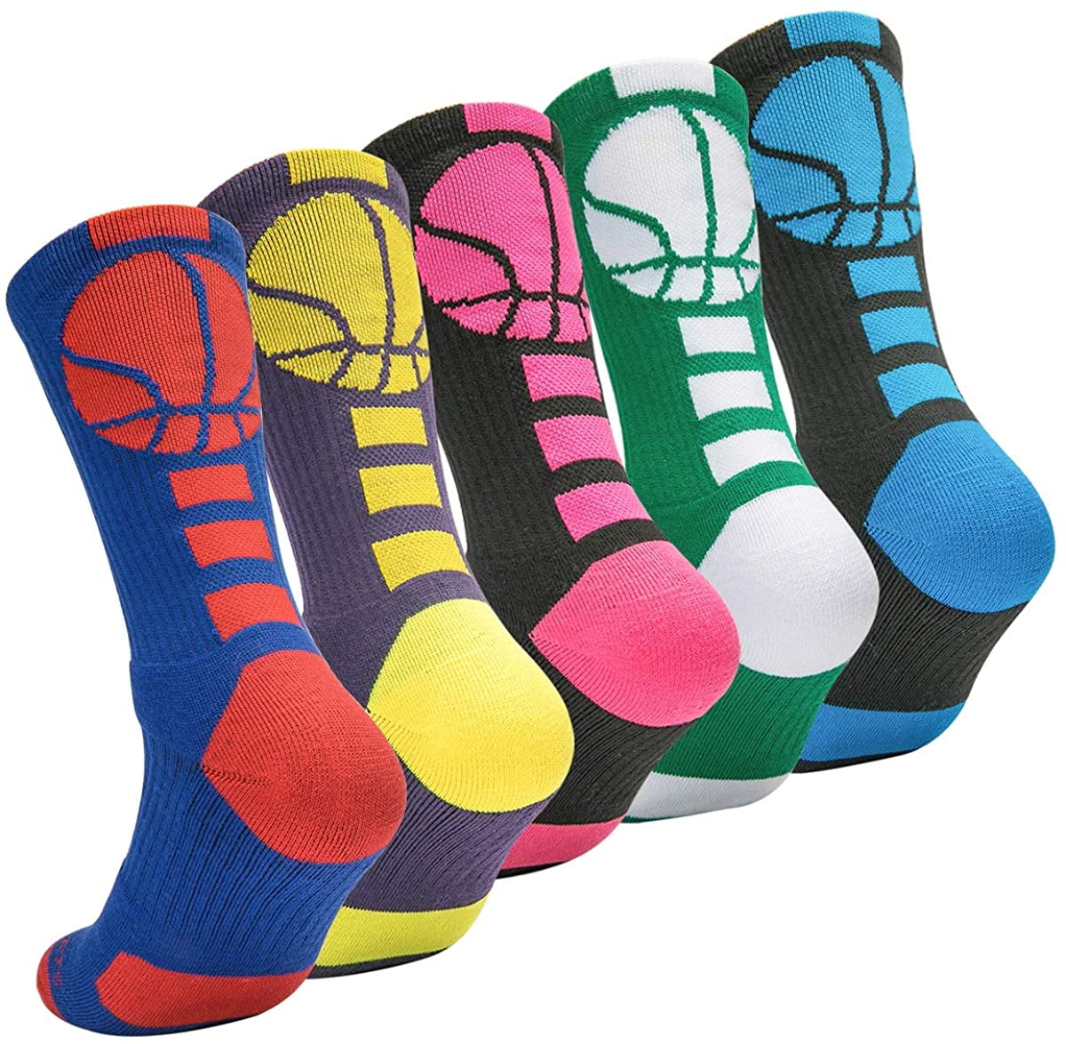 Boys Sock Basketball Soccer Hiking Ski Athletic Outdoor Sports Thick Calf High Crew Socks 6 Pack 