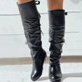 thumbnail image 5 of Povozer Over the Knee High Boots for Women Sexy Round Toe Low Heel Leather Stretch Riding Thigh High Boots(Black,6), 5 of 6