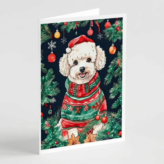 Poodle Christmas Greeting Cards Pack of 8 7 in x 5 in