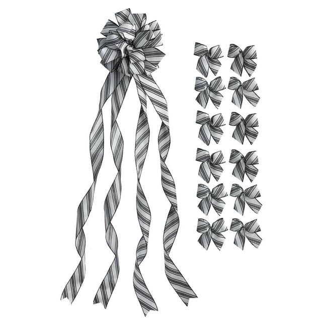 SUTENGDA Large Glitter Candy Cane Stripe Ribbon Christmas Tree Topper Bow and 12 Bows 13 Pieces