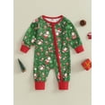 thumbnail image 2 of Wassery Baby Christmas Jumpsuit for Girls Boys Infant Christmas Clothes Long Sleeve Crew Neck Christmas Santa Claus Print Romper 3M 6M 12M, 2 of 9