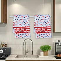 Lilgiuy 4th of July Patriotic Kitchen Towel, Independence Day Red Blue Star Absorbent Dish Cloth, Hand Drying Soft Dish Towels for Kitchen Decoration, 17.72x27.56 in