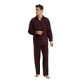 thumbnail image 5 of Apparonia Mens Pajamas Set Cotton Notched Collar Pajamas for Men Long Sleeve Mens Sleepwear with Pockets & Front Fly Burgundy Plaid S, 5 of 6