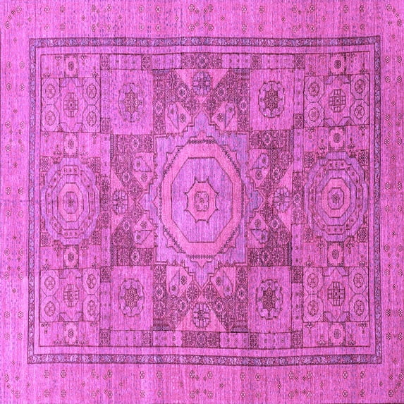 Ahgly Company Indoor Square Abstract Purple Modern Area Rugs, 4' Square