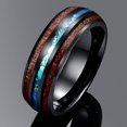 thumbnail image 2 of Anillos de tungsteno de 0.315 in para hombres y mujeres hawaianas con incrustaciones de madera de Koa cúpula azul centro alianzas de boda ajuste cómodo, 2 of 4