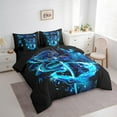 thumbnail image 3 of Feelyou Western Dragon Twin Bedding Sets 7pcs, Samurai Sword Bedding Comforter Set, Black Blue Sheet Sets, Children Bedroom Decor, 3 of 8