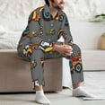 thumbnail image 7 of Lsque Cartoon Tractor Pattern Long Sleeve Pajama Set for Men - Soft 2-Piece Sleepwear and Loungewear Set with Pockets, Comfy Nightwear-Medium, 7 of 7