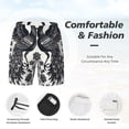 thumbnail image 2 of Kdxio Artistic Black White Peacocks Print Men's Swim Trunks with Compression Liner 7 Inch Inseam Quick Dry Swim Shorts, 2 of 5