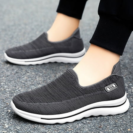 

Yolai Fashion Summer Men Sports Shoes Flat Soft Bottom Non Slip Mesh Breathable Comfortable Slip On Simple Casuale Style