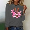 thumbnail image 4 of CLOISE Breast Cancer Shirts for Women Long Sleeve Crew Neck T Shirts Floral Ribbon Oversized Breast Cancer Fight Shirts Fashion Comfort Blouses Cancer Survivor Gifts in October Outfits Gray L, 4 of 4