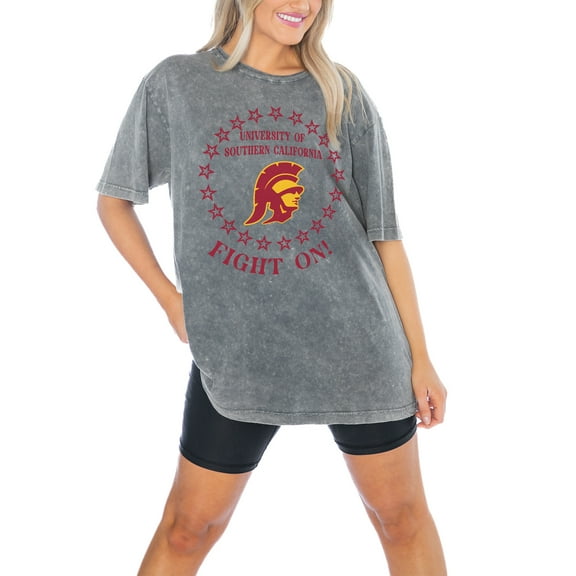 Women's Gameday Couture Charcoal USC Trojans On Point Oversized T-Shirt