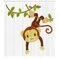 thumbnail image 3 of Ambesonne Cartoon Shower Curtain, Monkey on Liana, 69"Wx84"L, Brown Green and Pink, 3 of 3