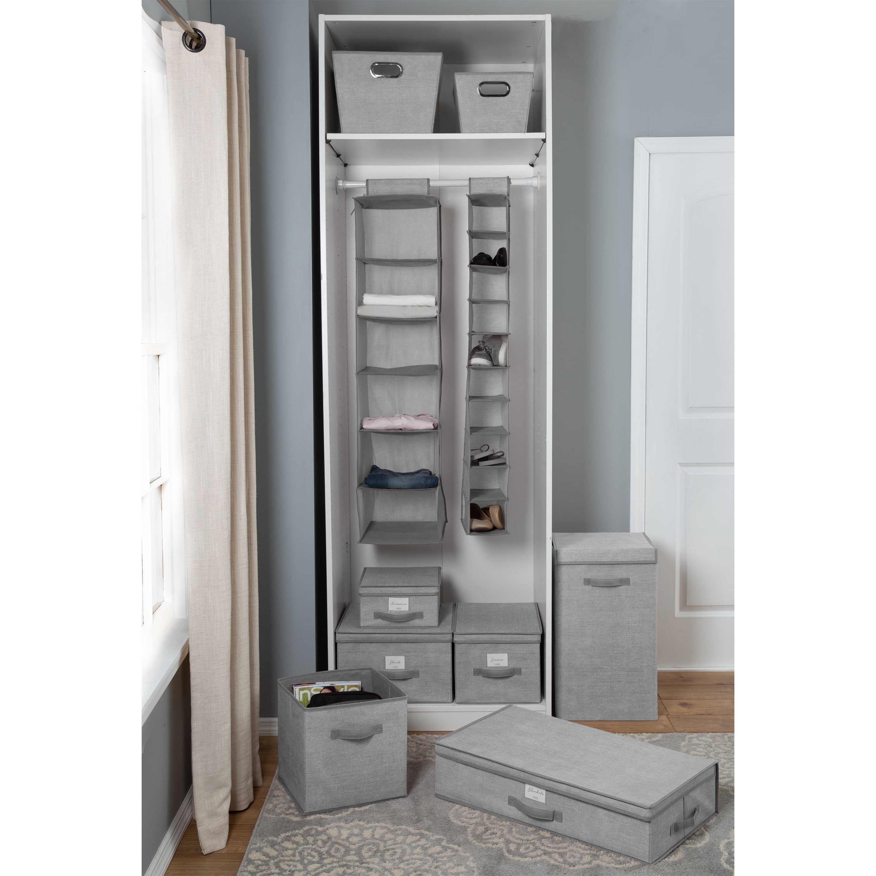 Simplify Medium Lidded Storage Box in Non Woven Heather Grey
