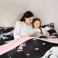 thumbnail image 5 of Homewish Cherry Blossom Bedding Comforter Set,Snow Mountain Twin Comforter Sets,Pink White Black Bedding Set For Girl Kids,Luxury Bedroom Decor Reversible,2pcs, 5 of 8