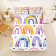 thumbnail image 4 of Manfei Cartoon Rainbow Bed Sheets, Graffiti Love Heart Full Size Sheets, White Pink, 4-Piece, 1 Flat Sheet, 1 Fitted Sheet and 2 Pillowcases, 4 of 6