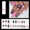 thumbnail image 6 of NEWSPIED 24Pcs Breast Cancer Press on Nails Medium Length Square Pink Ribbon False Nails with Rhinestones Designs Artificial Coffin Acrylic Nails Tips Breast Cancer Awareness Fake Nails for Women, 6 of 7