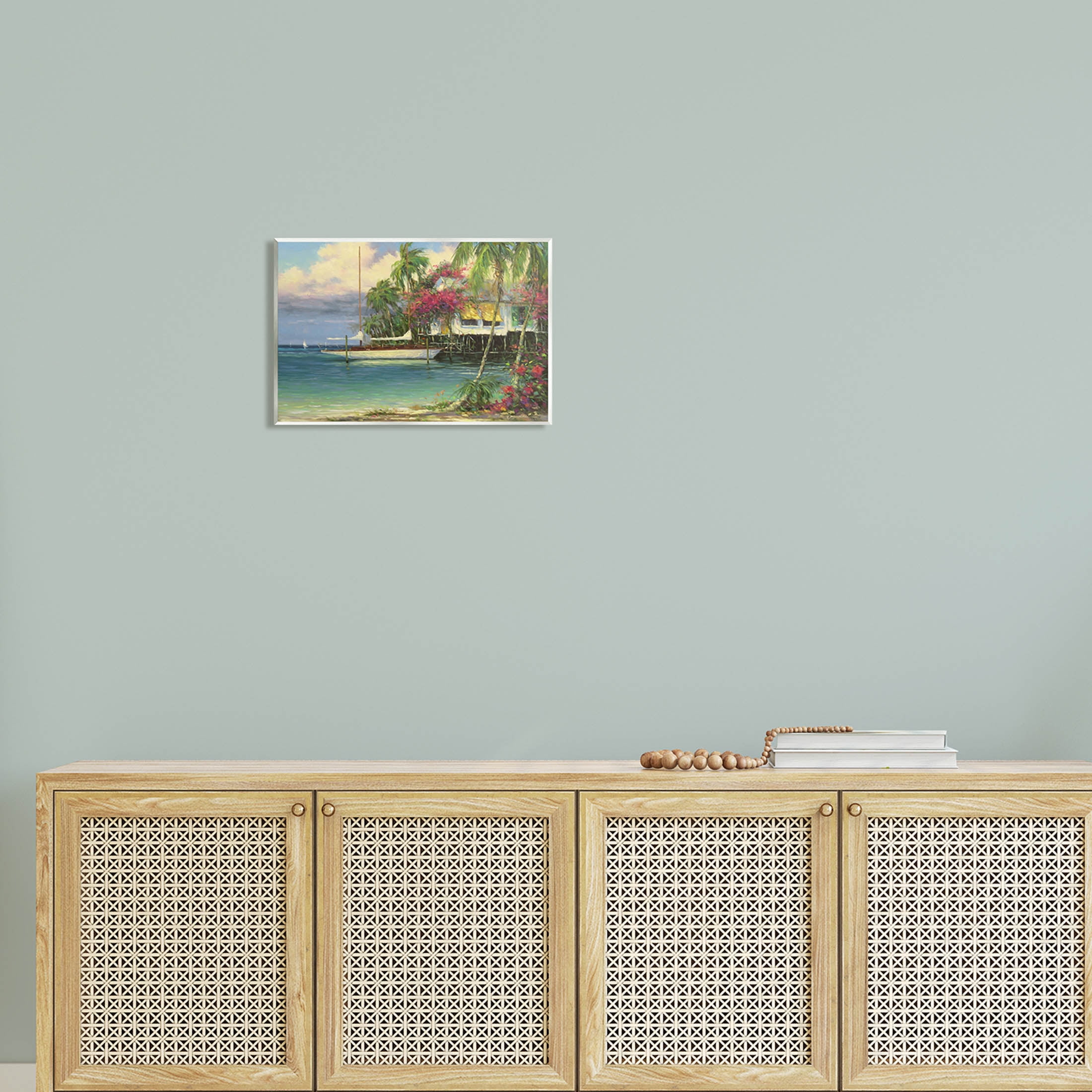 Vacation Waterfront Tropical Pier Coastal Painting Unframed Art Print Wall Art