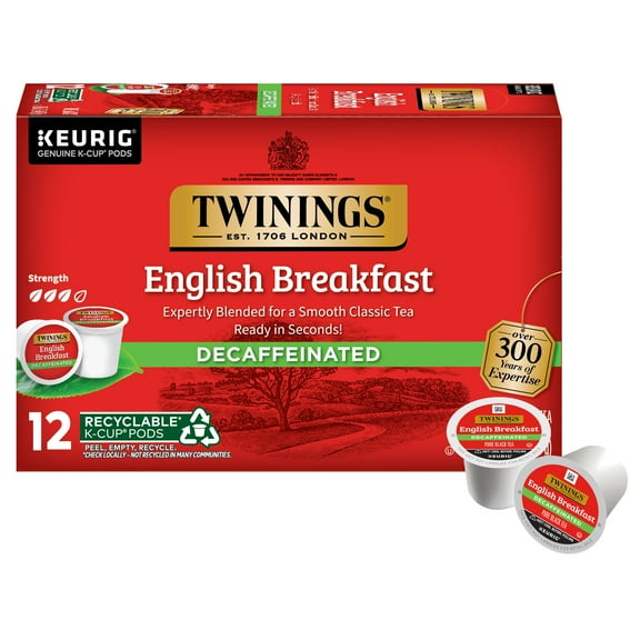 Twinings Of London English Breakfast Black Tea Decaffeinated K-Cups for Keurig , 12 Ct.