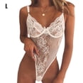 thumbnail image 1 of Lencería sexy para mujer, diseño de malla de encaje, mono con tirantes y hueco, blanco, L Advancent XX000148-07, 1 of 7
