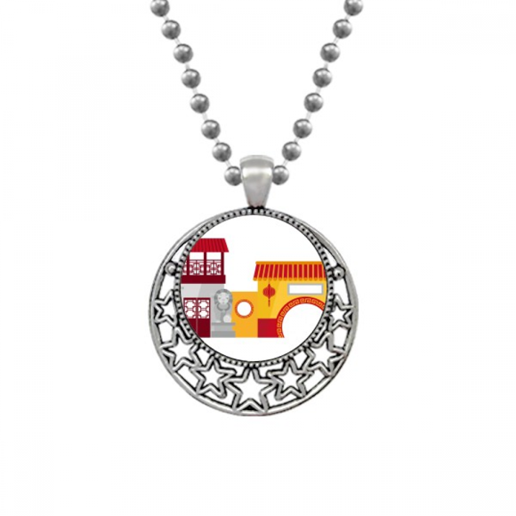 China Architecture Chinese Pattern Necklaces Pendant Retro Moon Stars Jewelry