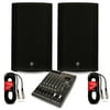 Mackie THUMP15A Powered 15" Speakers and 12 Channel Mixer DJ PA Live Music Set