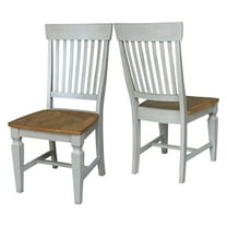 Vista Solid Wood Slat Back Chairs in Distressed Hickory/Stone - Set of 2