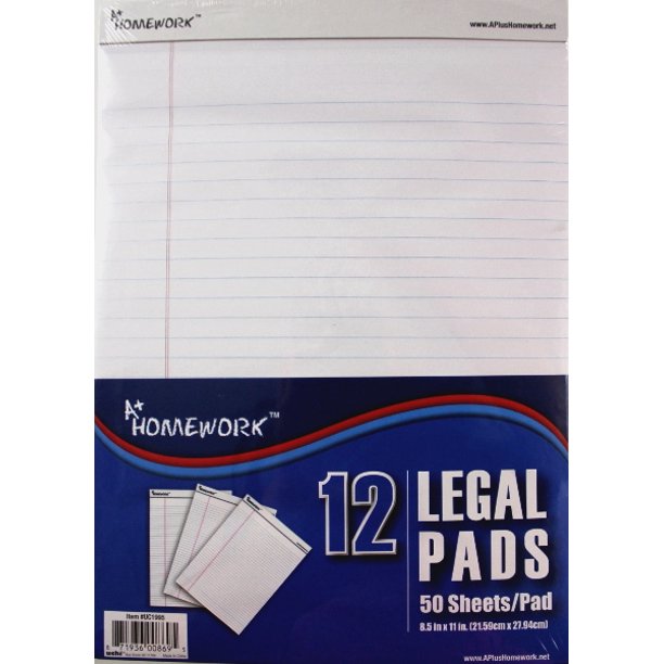DDI 1221646 Legal Pads White Paper 8.5 in. x 11 in. 12pk Case Of