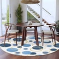 thumbnail image 3 of Round Area Rugs Collection 8 Ft, Blue Polka Dots Non-Slip Residential Carpet, Modern Abstract Art Indoor Crawling Mats Runner Rugs for Living Room/Dining Room/Bedroom, 3 of 8