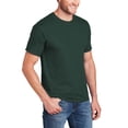 thumbnail image 3 of Hanes Men’s Beefy-T Heavyweight Cotton Crew Neck T-Shirt, Short Sleeve, Deep Forest, 1-Pack, S-3XL, 3 of 5