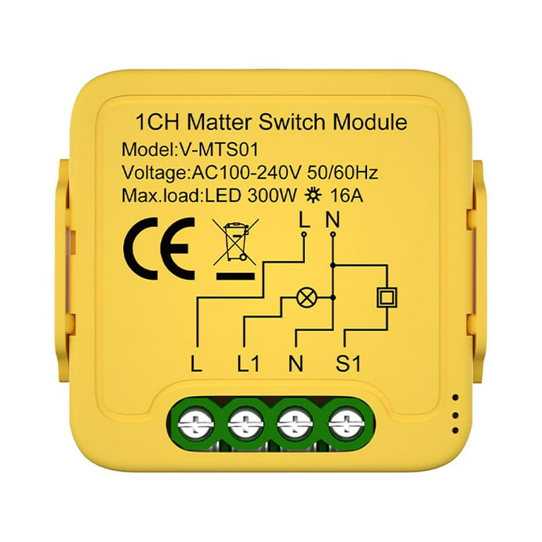 Matter WiFi Smart Switch Module Relay 1-Gang 16A Compatible Homekit  Smartthings Alexa Home 