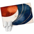 thumbnail image 2 of 2x3 Door Mat Rug, Navy Blue Burnt Orange Non-Skid Rubber Backing Large Rectangle Rugs - Living Room Bedroom Home Office, Modern Boho Art Geometric Indoor Floor Mat Carpets Washable Rug, 2 of 9