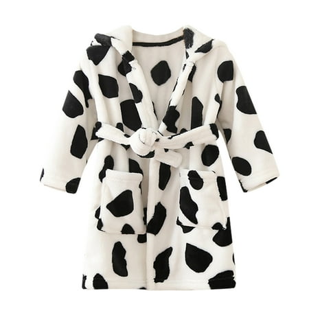 

Odeerbi Reduced Pajamas Toddler Baby Boys Girls Hooded Thick Warm Flannel Bathrobe Night-robe