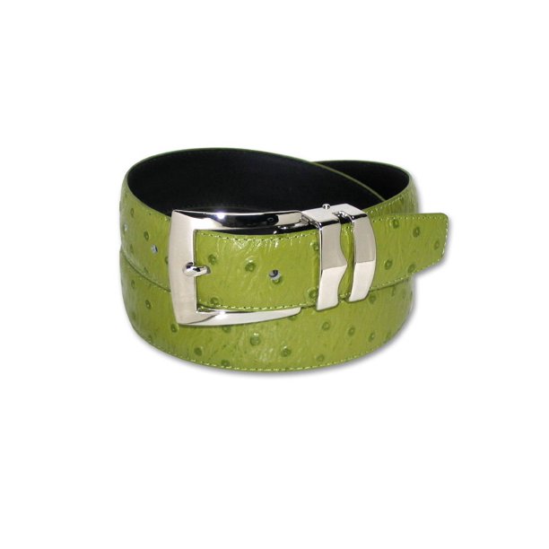 RAD OSTRICH Pattern LIME GREEN Bonded Leather Men's Belt SilverTone Buckle Regular Walmart