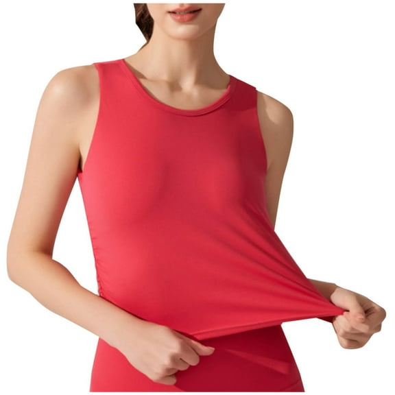 AherBiu Yoga Tank Tops for Women Top with Built in Bra Stretch Crewneck Lightweight Quick-Dry Workout Tops