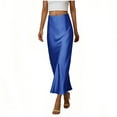 thumbnail image 2 of HVOBTTY Womens Slim Long Skirts, Summer Skirt for Women, Womens Fashion Casual Solid Color Satin Elegant Daily Gatherings Pencil Ankle Length Maxi Skirt Blue, XXXL, 2 of 4