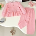thumbnail image 4 of Mnyotv Toddler Baby Girl Outfits Floral Puff Sleeve Tops and Elastic Wasited Pants Girls Fall Winter Clothes Size 2-3Y, 4 of 8