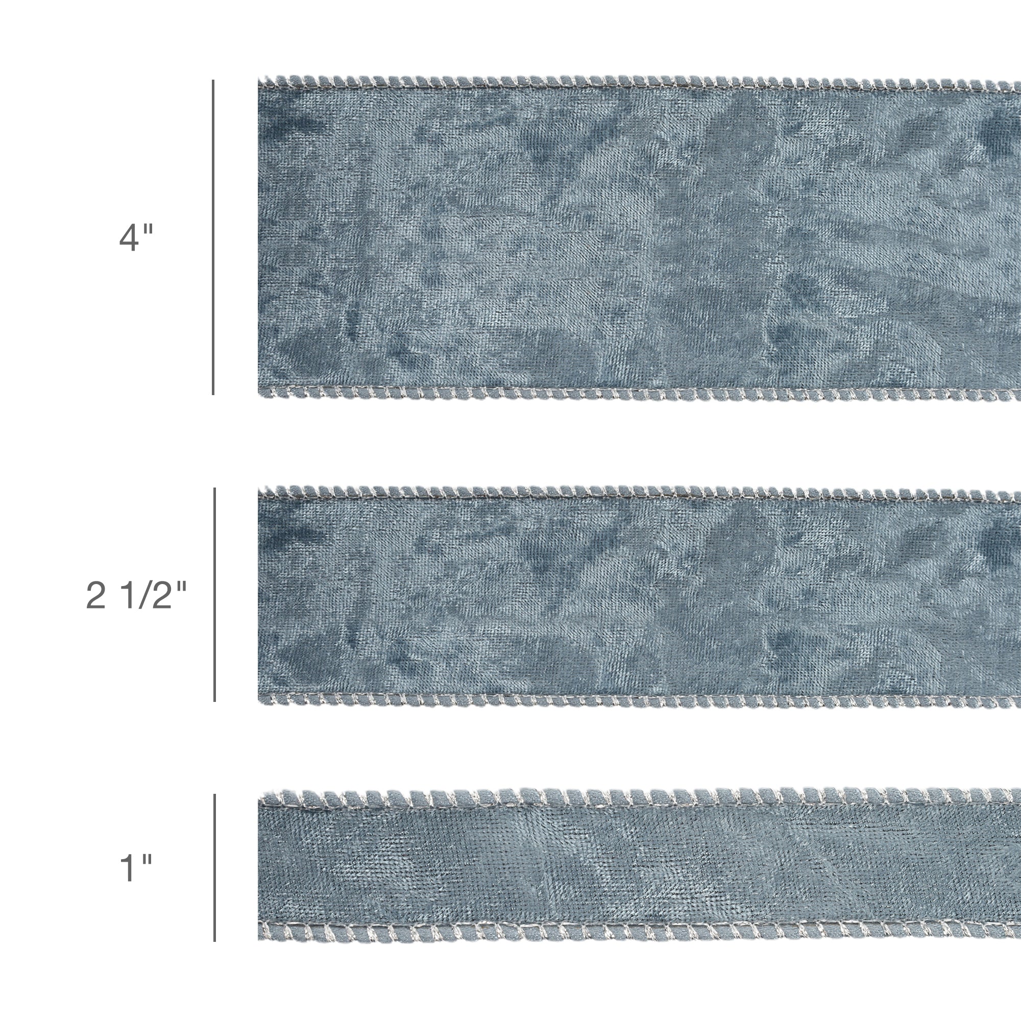 LaRibbons 4" Reversible Frosted Velvet Wired Ribbon, Blue/Blue, 10 Yard Roll