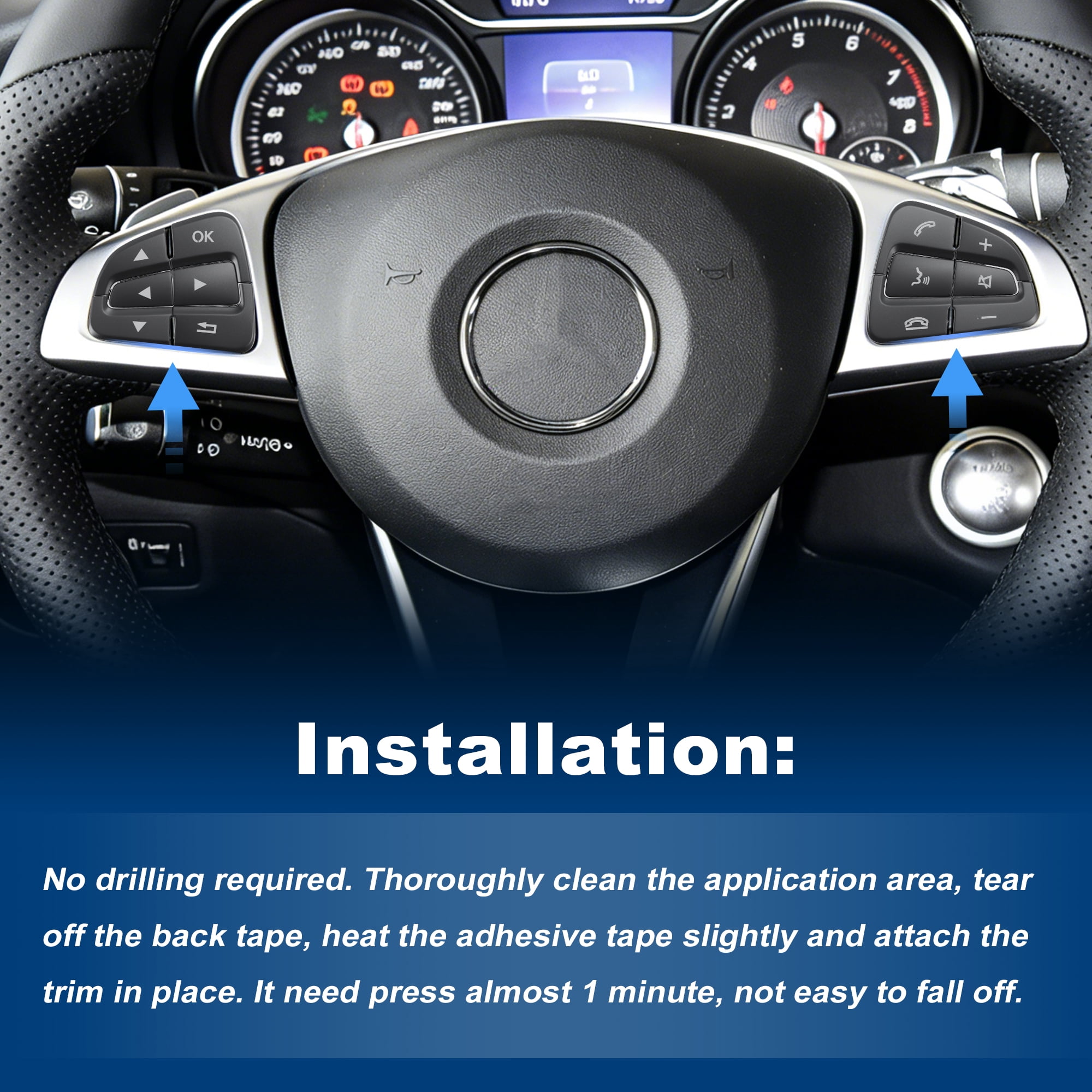 Unique Bargains 12 Pcs Car Interior Steering Wheel Button Cover Trim for Mercedes-Benz