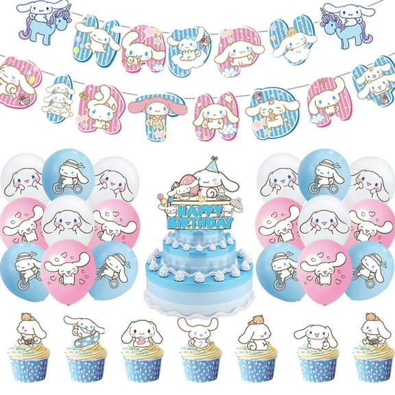 Sanliou Birthday Party Decorations Sanliou Theme Birthday Party Supplies Include 1pc Happy Birthday Banner, 16pcs Balloons, 12pcs Cake Toppers and 1pc Cupcake Toppers