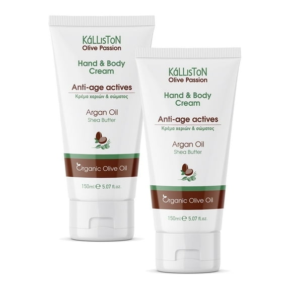Kalliston Anti-Aging Organic Olive Oil & Argan Oil Hand and Body Moisturizer, 150ml x 2 Pack