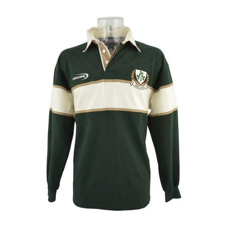 Long Sleeved Solid Rugby - Bottle Green Ireland 3 Shamorck Crest Long Sleeve Rugby Shirt