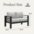 thumbnail image 3 of LayinSun Aluminum Outdoor Patio Loveseat, 2 Seater Sofa Chair with Cushions, 3 of 7
