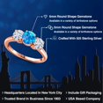 thumbnail image 2 of Gem Stone King 18K Rose Gold Plated Silver Simulated Blue Opal and White Moissanite Engagement Ring for Women | 1.30 Cttw | Round Cabochon 6MM | Gemstone October Birthstone | Size 7, 2 of 7