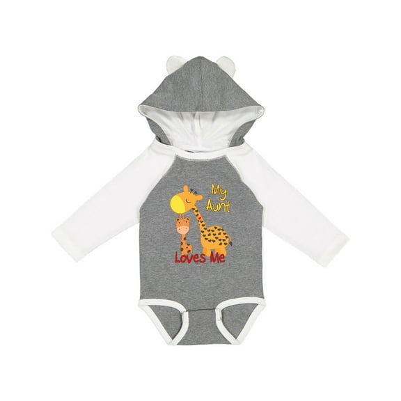 Inktastic My Aunt Loves Me Giraffe Boys or Girls Long Sleeve Baby Bodysuit