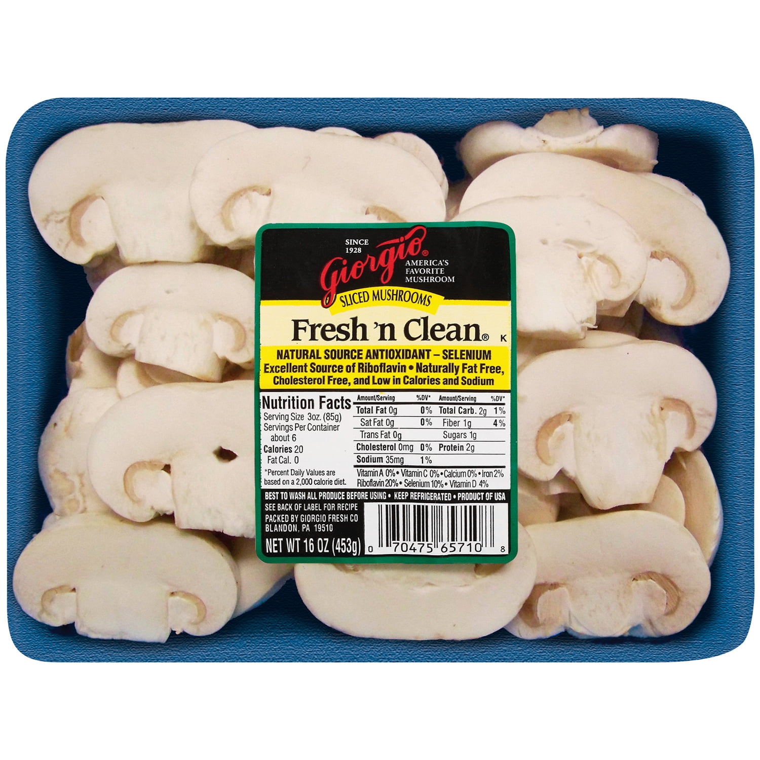 Fresh Sliced White Mushrooms, 16 oz